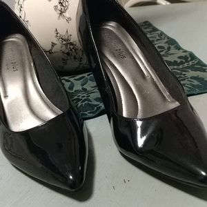 Black patent leather heels